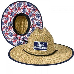 Pabst Blue Ribbon Lifeguard Hat With Repeating Label Under Brim New